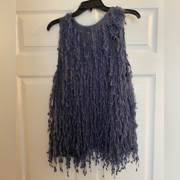 UMGEE Shaggy Sleeveless Dusty Blue Vest - Picture 2 of 4